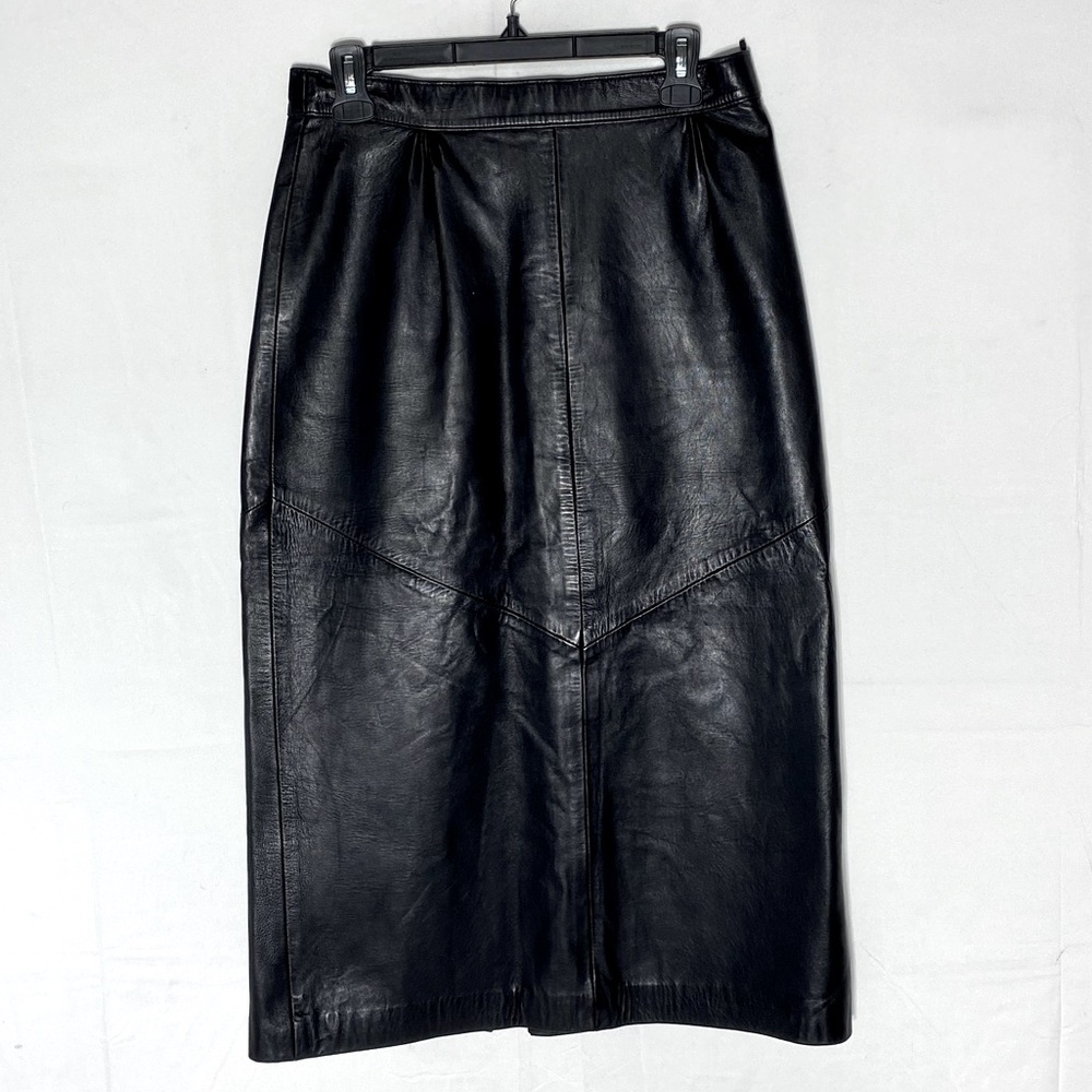 Vintage Boutique Of Leathers Black Leather Maxi Skirt M Rocker Chic Streetwear
